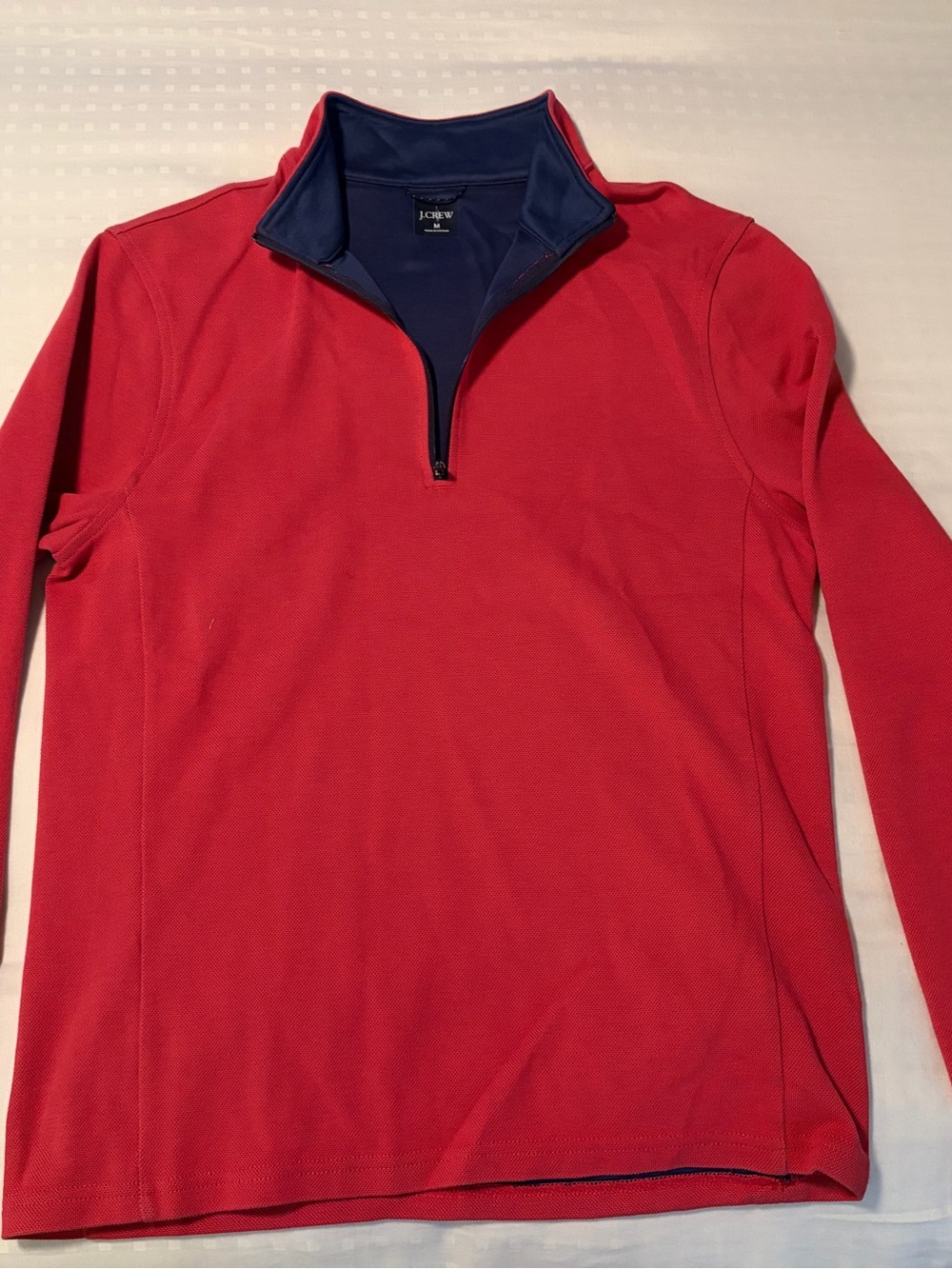 J. Crew Red Quarter-Zip Pullover with Navy Inner Collar